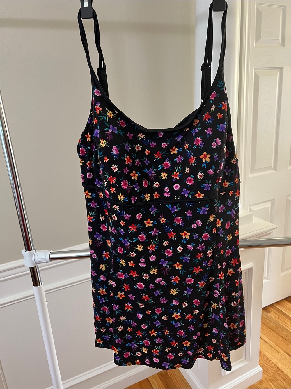 Longitude Black Floral One-Piece Swimsuit with Multicolor Flowers